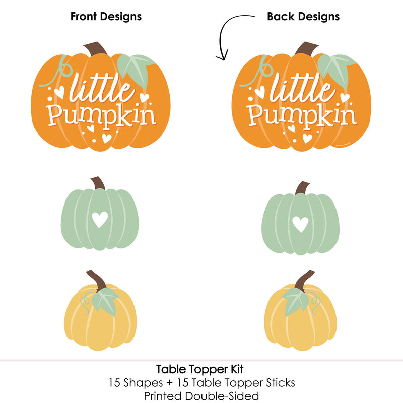 Little Pumpkin - Fall Birthday Party or Baby Shower Centerpiece Sticks - Table Toppers - Set of 15