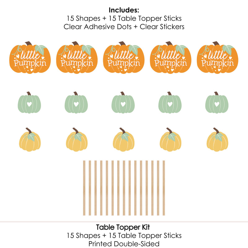 Little Pumpkin - Fall Birthday Party or Baby Shower Centerpiece Sticks - Table Toppers - Set of 15