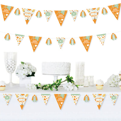 Little Pumpkin - DIY Fall Birthday Party or Baby Shower Pennant Garland Decoration - Triangle Banner - 30 Pieces