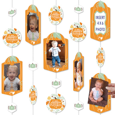 Little Pumpkin - Fall Birthday Party or Baby Shower Vertical Photo Garland 35 Pieces