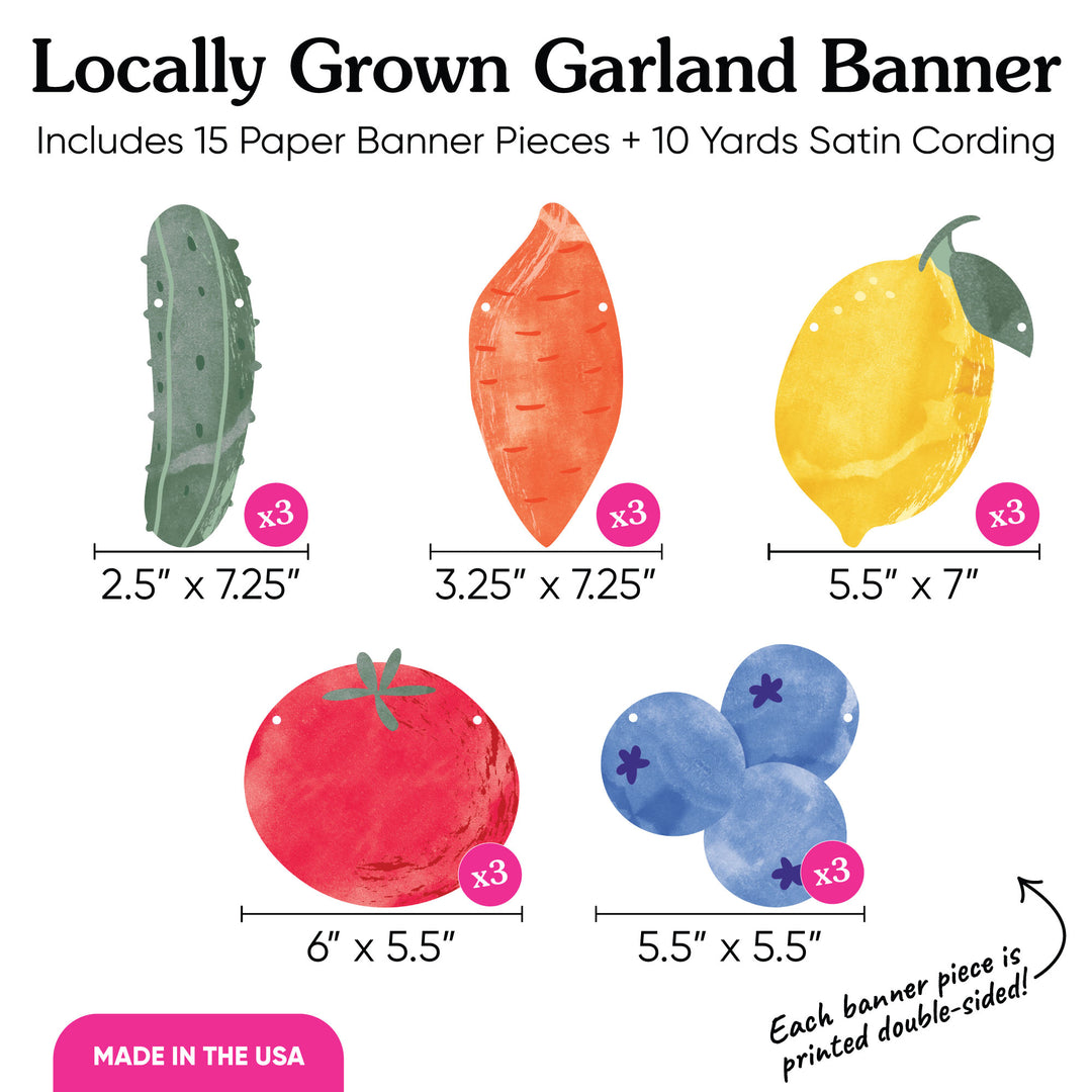 Locally Grown Garland Banner - 15 Pc