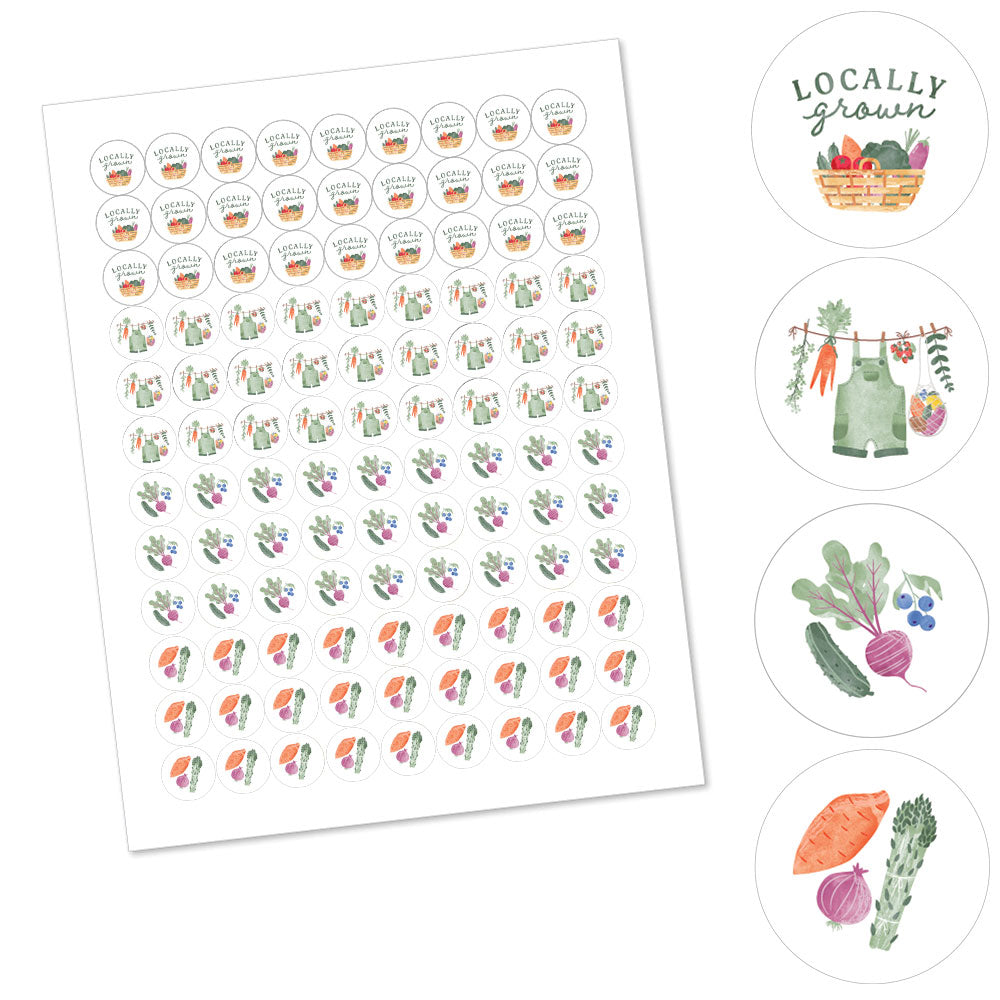 Locally Grown Candy Stickers - 1 Sheet of 108