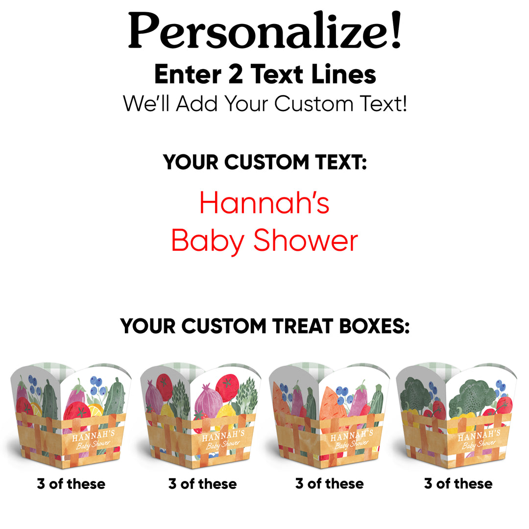 Custom Text Locally Grown Treat Boxes - 12 Ct