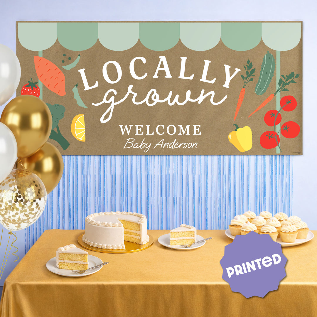 Custom Text Locally Grown Kraft Banner