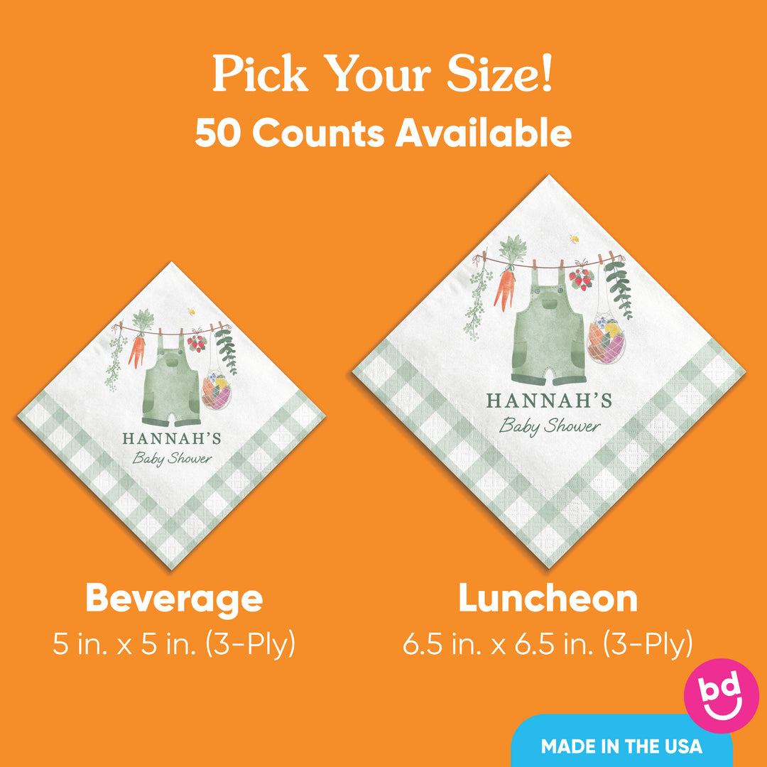 Custom Text Napkins - Locally Grown - 50 Ct