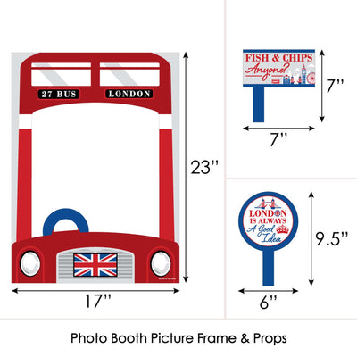 Cheerio, London - British UK Party Selfie Photo Booth Picture Frame and Props - Printed on Sturdy Material
