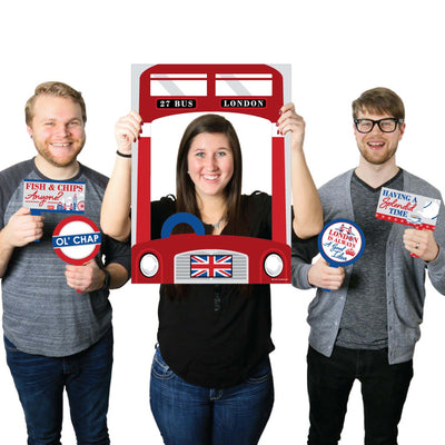 Cheerio, London - British UK Party Selfie Photo Booth Picture Frame and Props - Printed on Sturdy Material