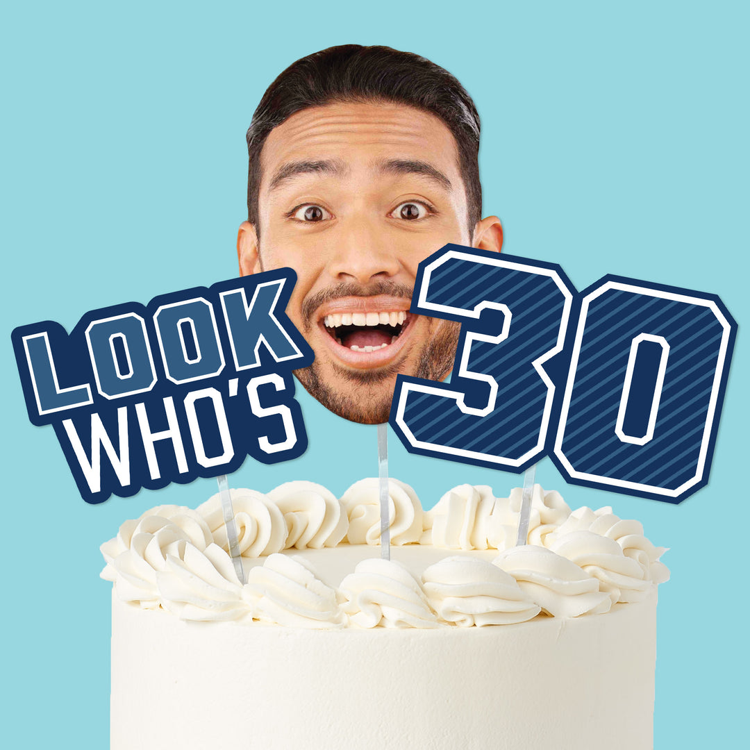 Custom Face Look Who's 30 Cake Topper - 3 Pc
