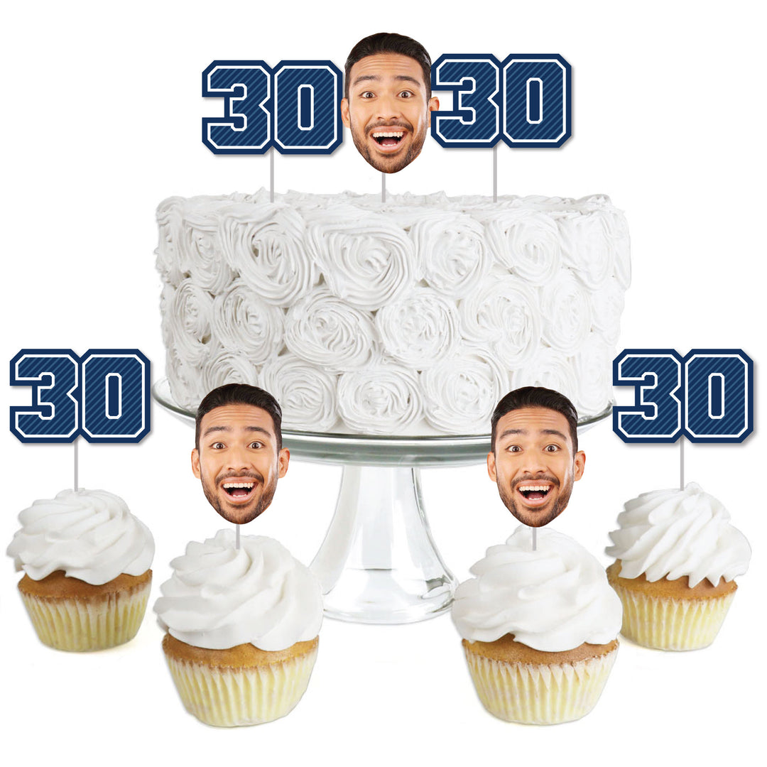 Custom Fun Face 30th Birthday Treat Picks - 24 Ct