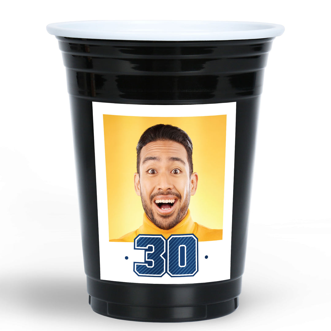 Custom Photo Party Cups - 30th Birthday - 16 Ct