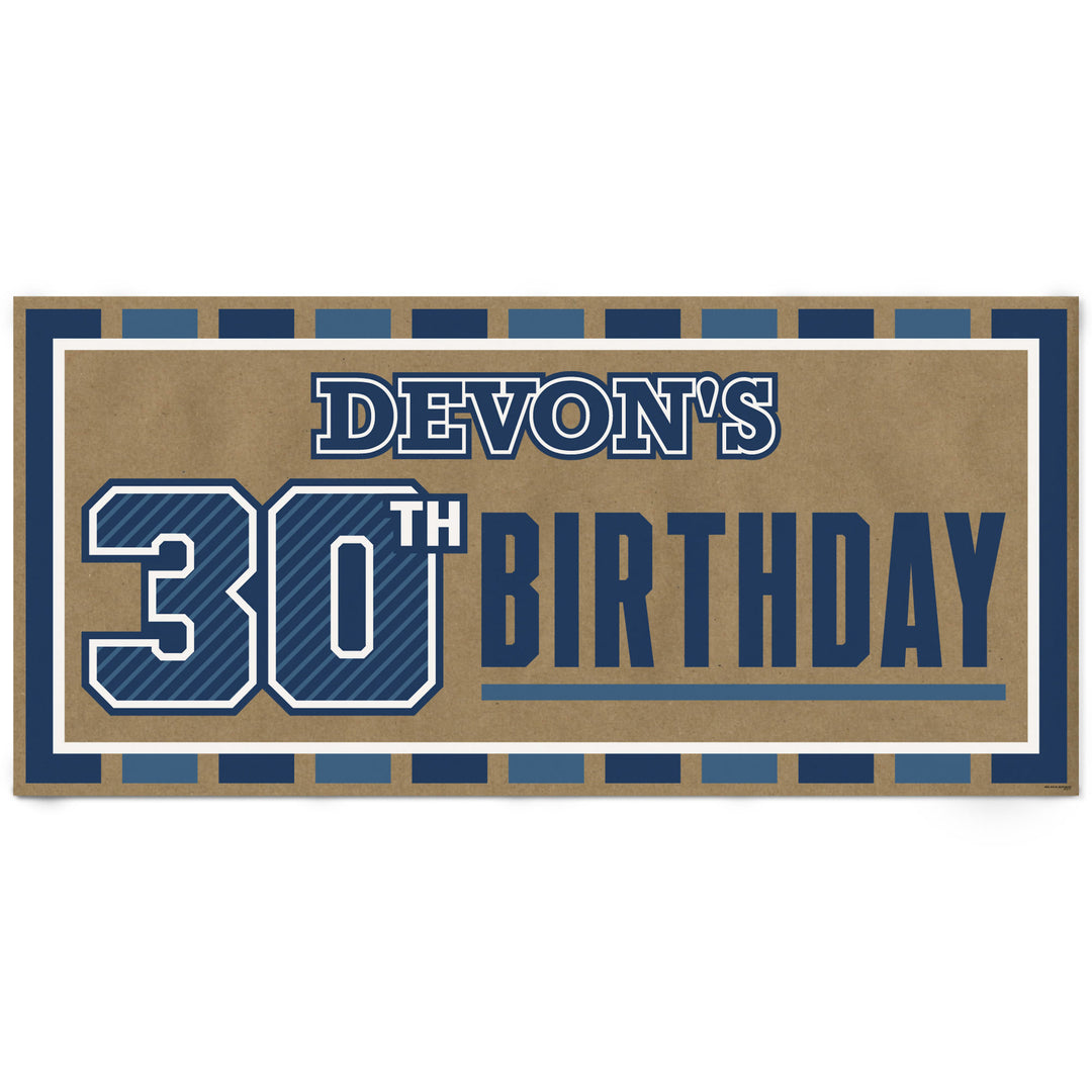 Custom Text 30th Birthday Kraft Banner