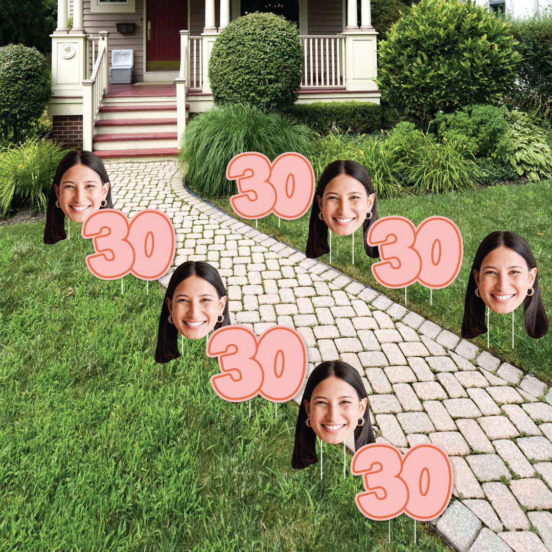 Custom Face Yard Signs - 30th Birthday - 10 Pc