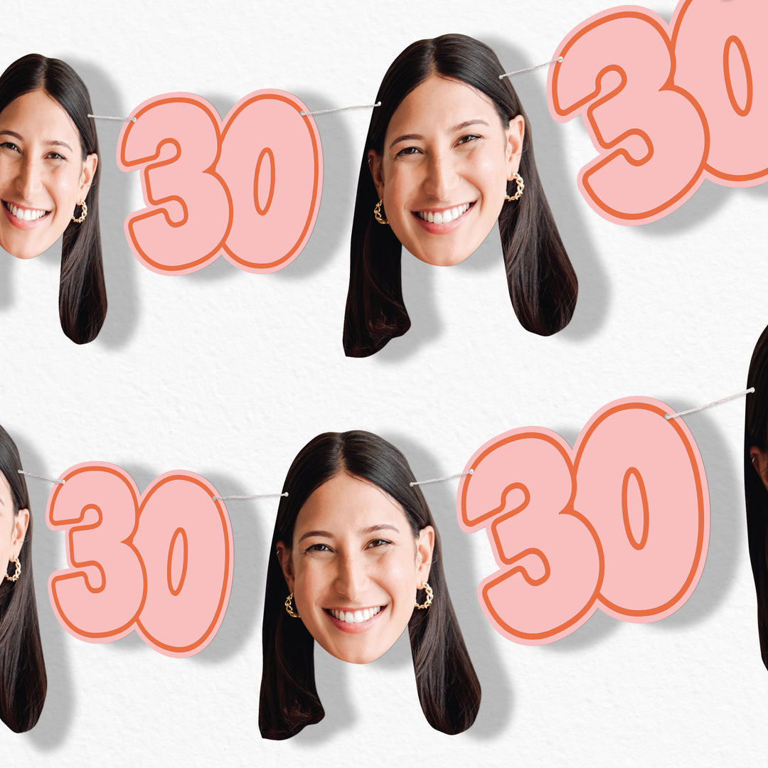 Custom Face 30th Birthday Garland Banner