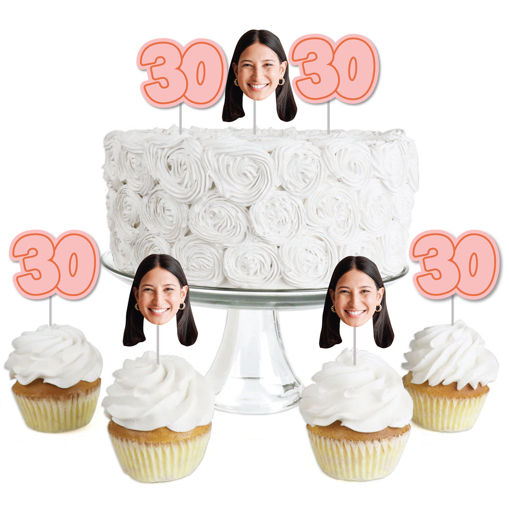 Custom Fun Face 30th Birthday Treat Picks - 24 Ct
