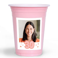 Custom Photo Party Cups - 30th Birthday - 16 Ct