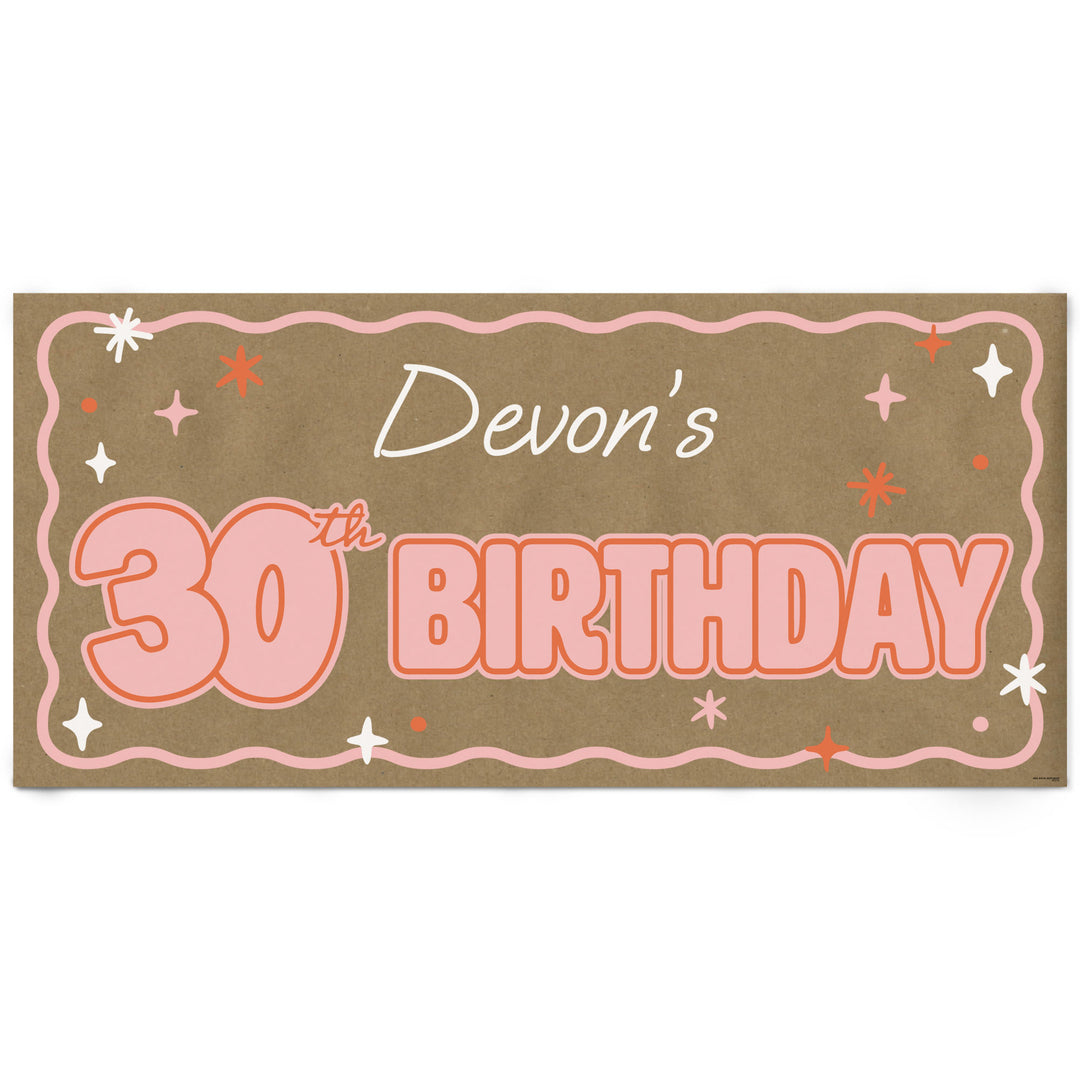 Custom Text 30th Birthday Kraft Banner