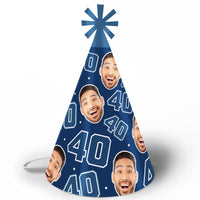 Custom Face 40th Birthday Cone Hat - 8 Ct