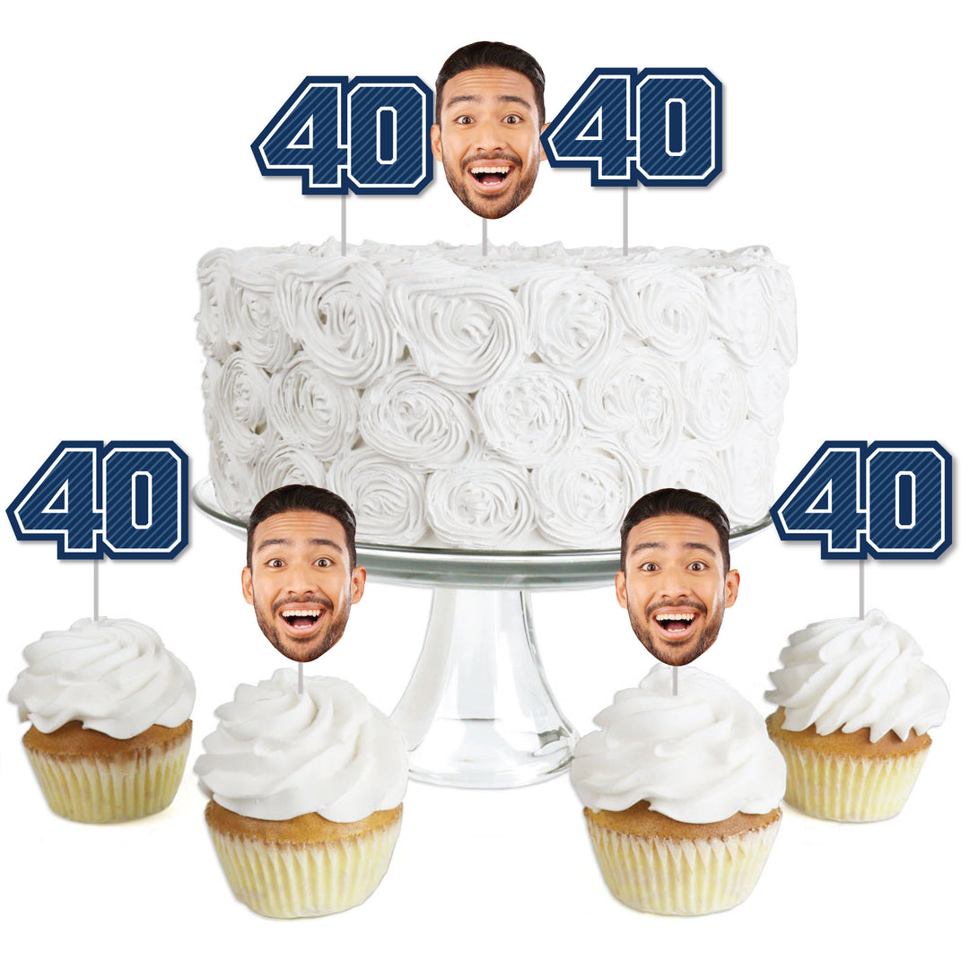 Custom Fun Face 40th Birthday Treat Picks - 24 Ct