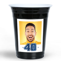 Custom Photo Party Cups - 40th Birthday - 16 Ct