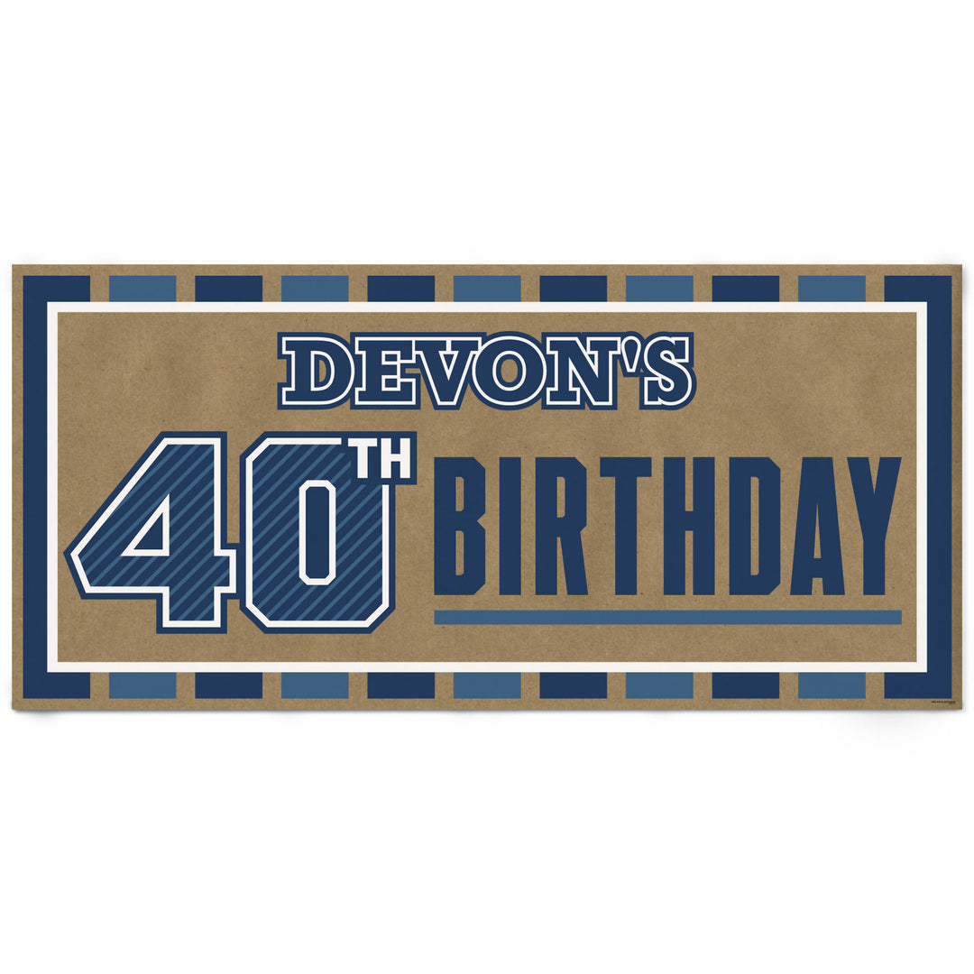 Custom Text 40th Birthday Kraft Banner