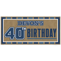 Custom Text 40th Birthday Kraft Banner