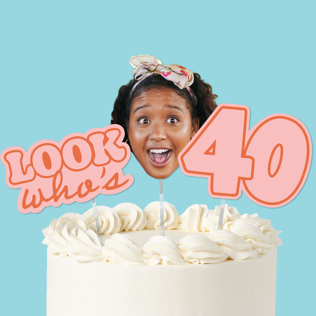 Custom Face Look Who's 40 Cake Topper - 3 Pc