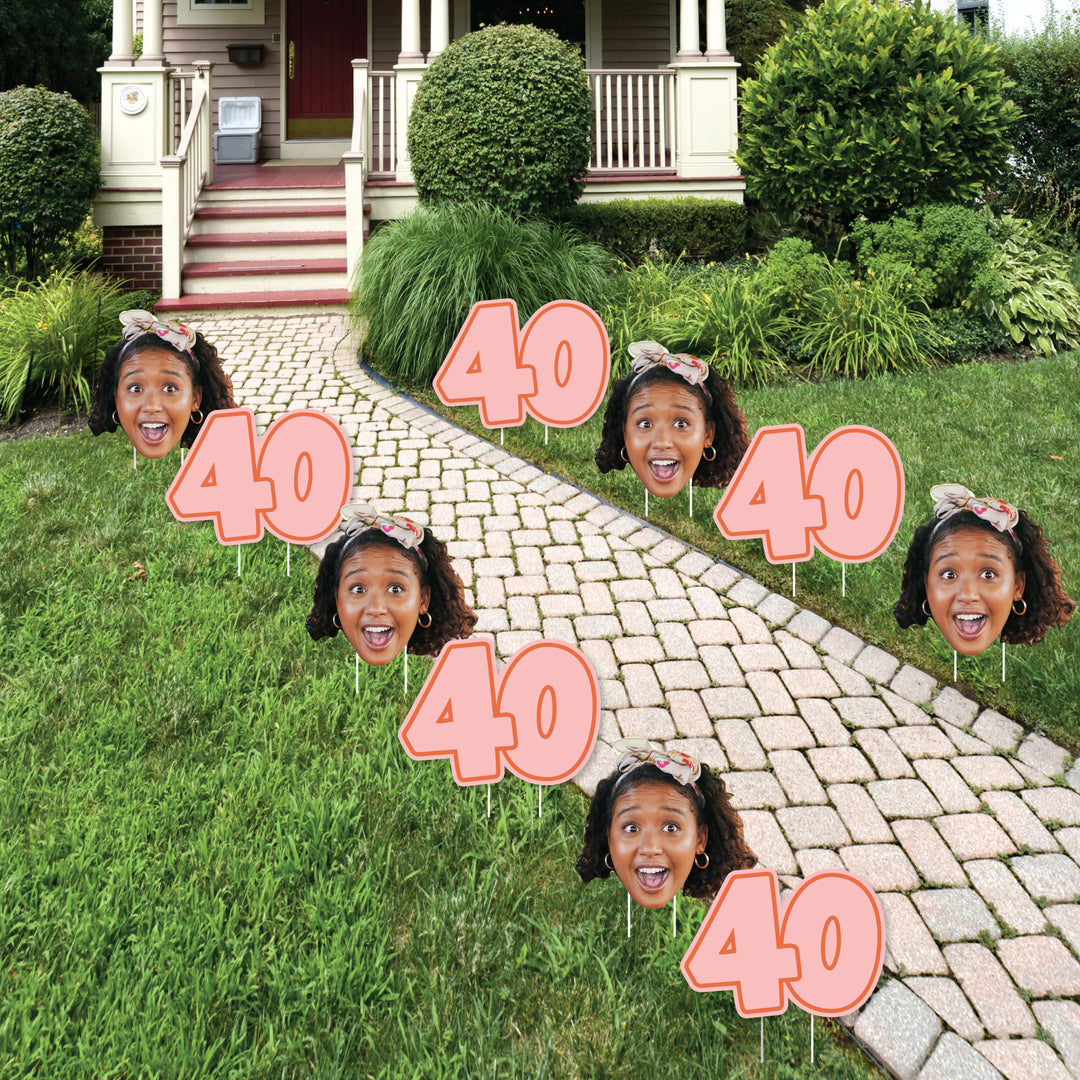 Custom Face Yard Signs - 40th Birthday - 10 Pc