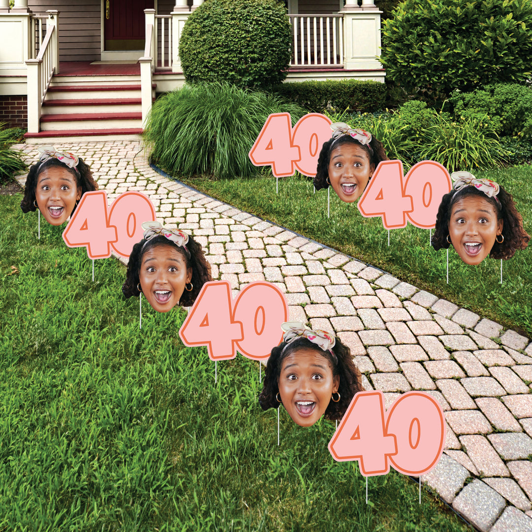 Custom Face Yard Signs - 40th Birthday - 10 Pc
