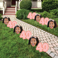 Custom Face Yard Signs - 40th Birthday - 10 Pc