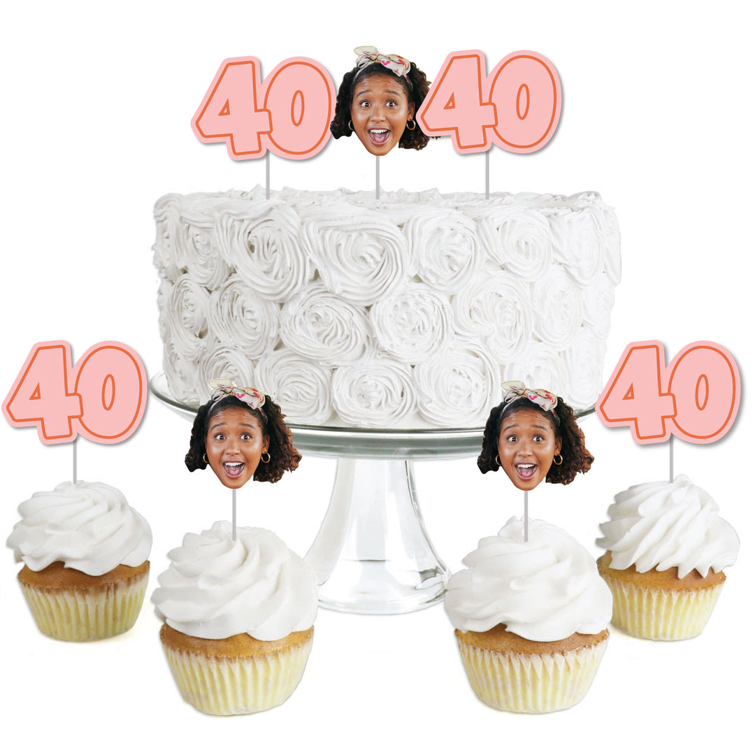 Custom Fun Face 40th Birthday Treat Picks - 24 Ct