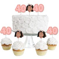 Custom Fun Face 40th Birthday Treat Picks - 24 Ct