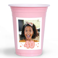 Custom Photo Party Cups - 40th Birthday - 16 Ct