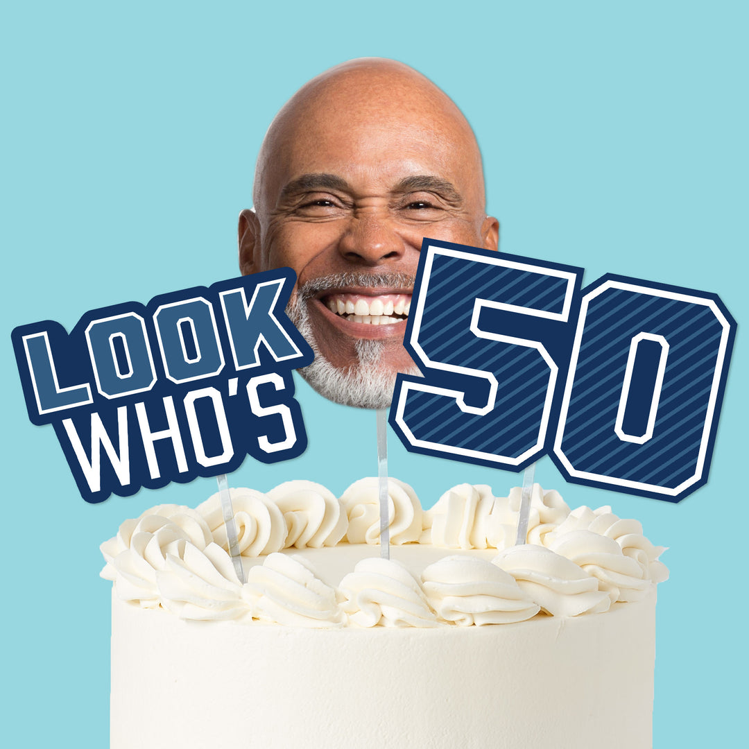 Custom Face Look Who's 50 Cake Topper - 3 Pc