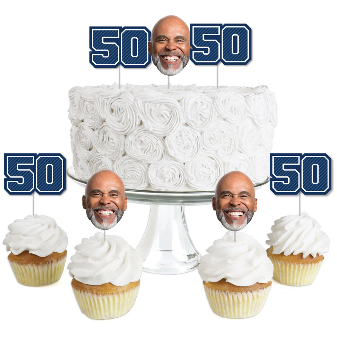 Custom Fun Face 50th Birthday Treat Picks - 24 Ct