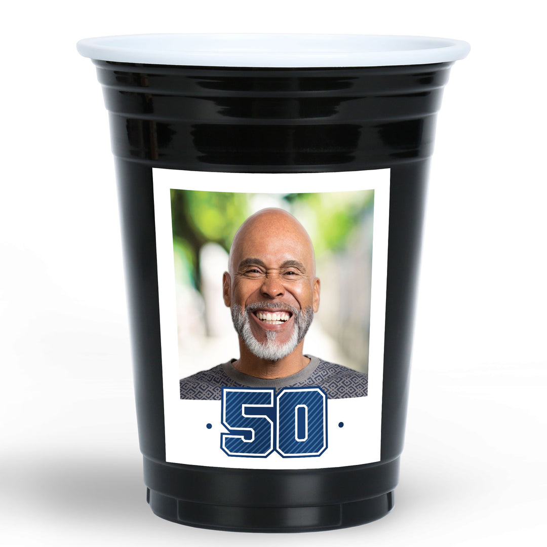 Custom Photo Party Cups - 50th Birthday - 16 Ct