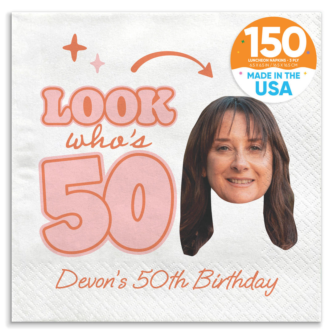 Custom Face Napkins - Look Who's 50 Birthday