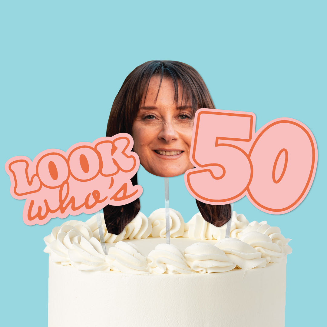 Custom Face Look Who's 50 Cake Topper - 3 Pc