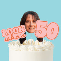 Custom Face Look Who's 50 Cake Topper - 3 Pc