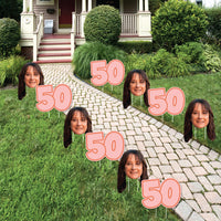Custom Face Yard Signs - 50th Birthday - 10 Pc