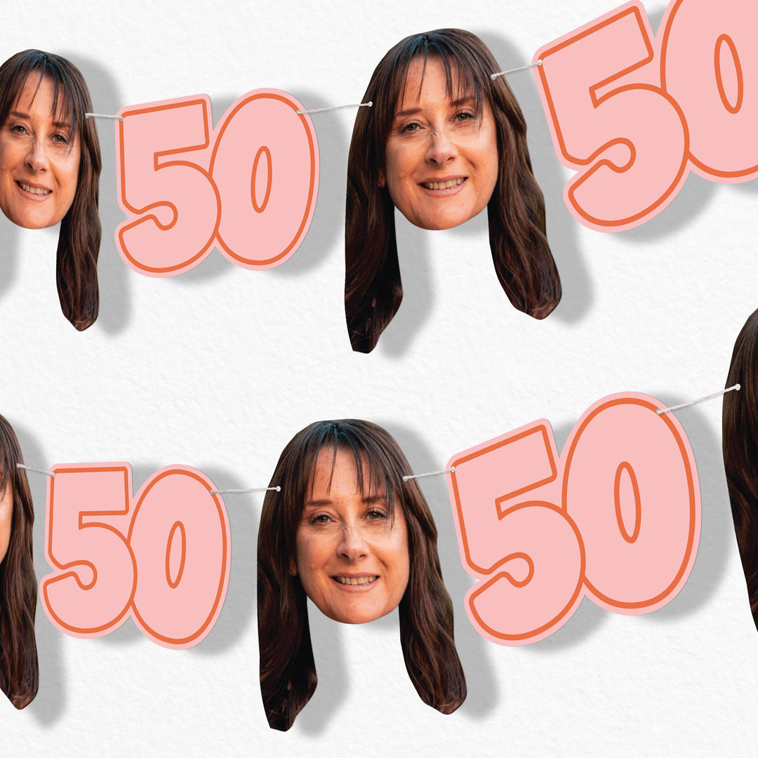 Custom Face 50th Birthday Garland Banner