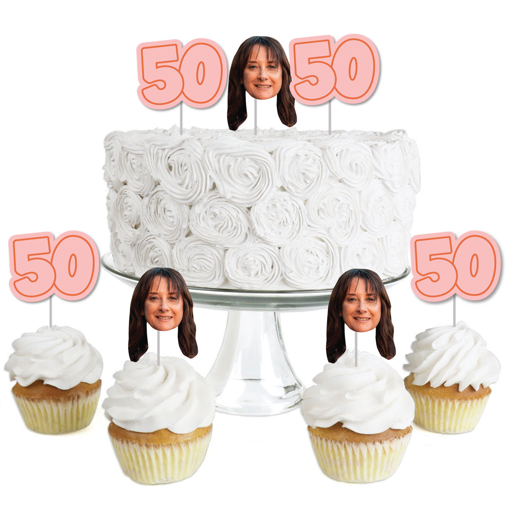 Custom Fun Face 50th Birthday Treat Picks - 24 Ct
