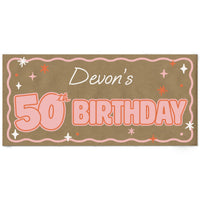 Custom Text 50th Birthday Kraft Banner