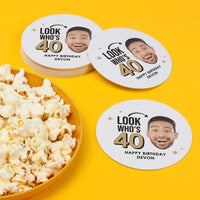 Custom Face Coasters - Look Who's Birthday