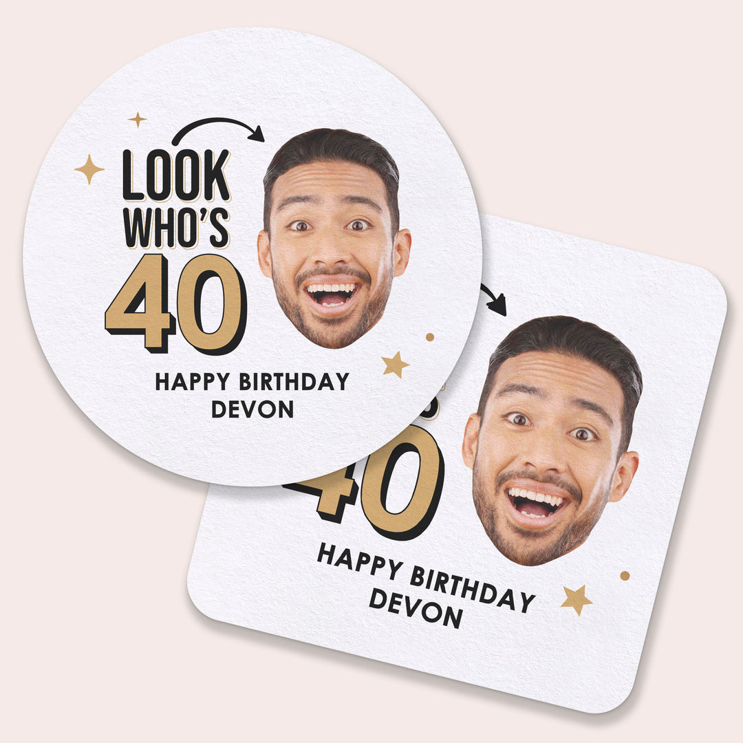 Custom Face Coasters - Look Who's Birthday