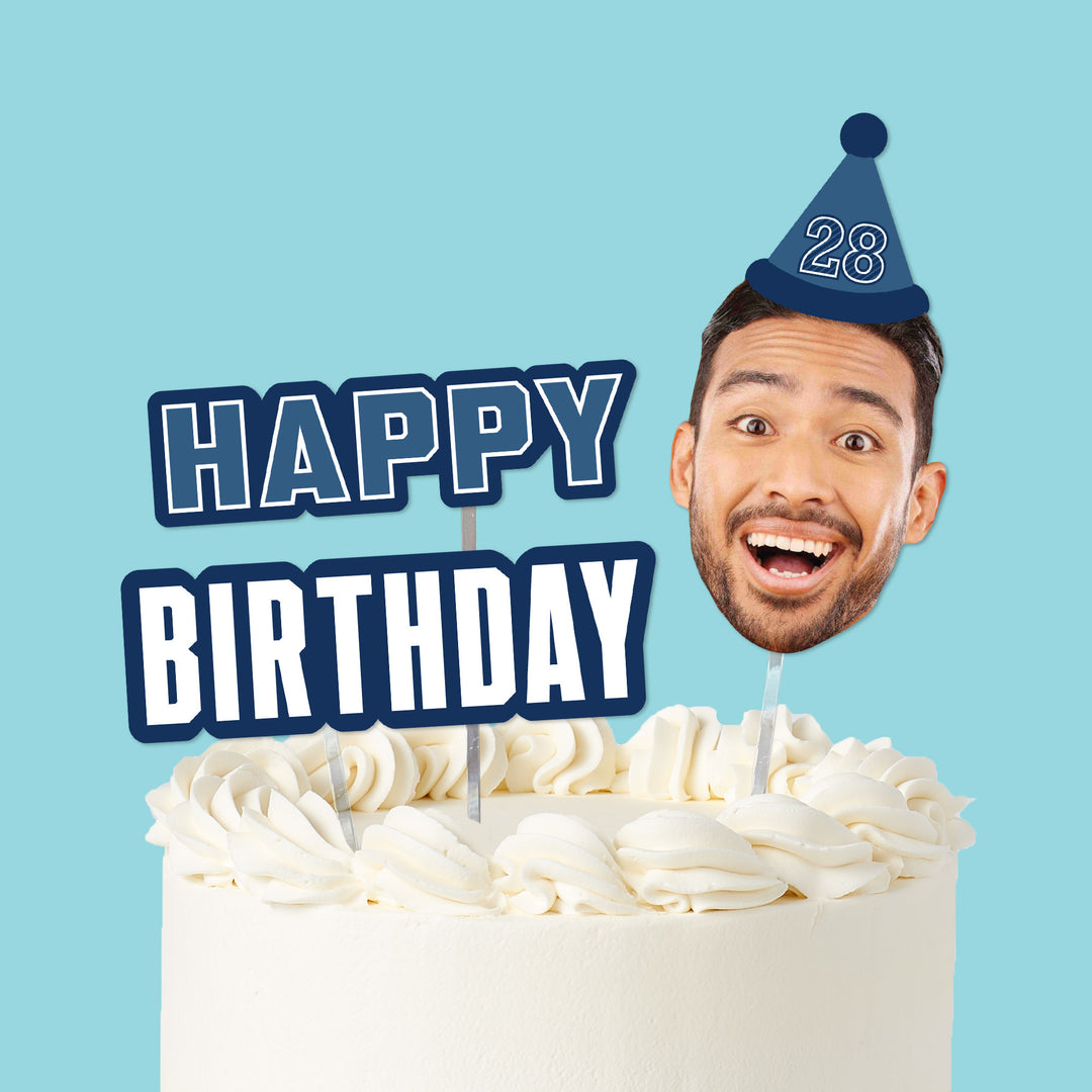 Custom Photo Happy Birthday Cake Topper - 3 Pc