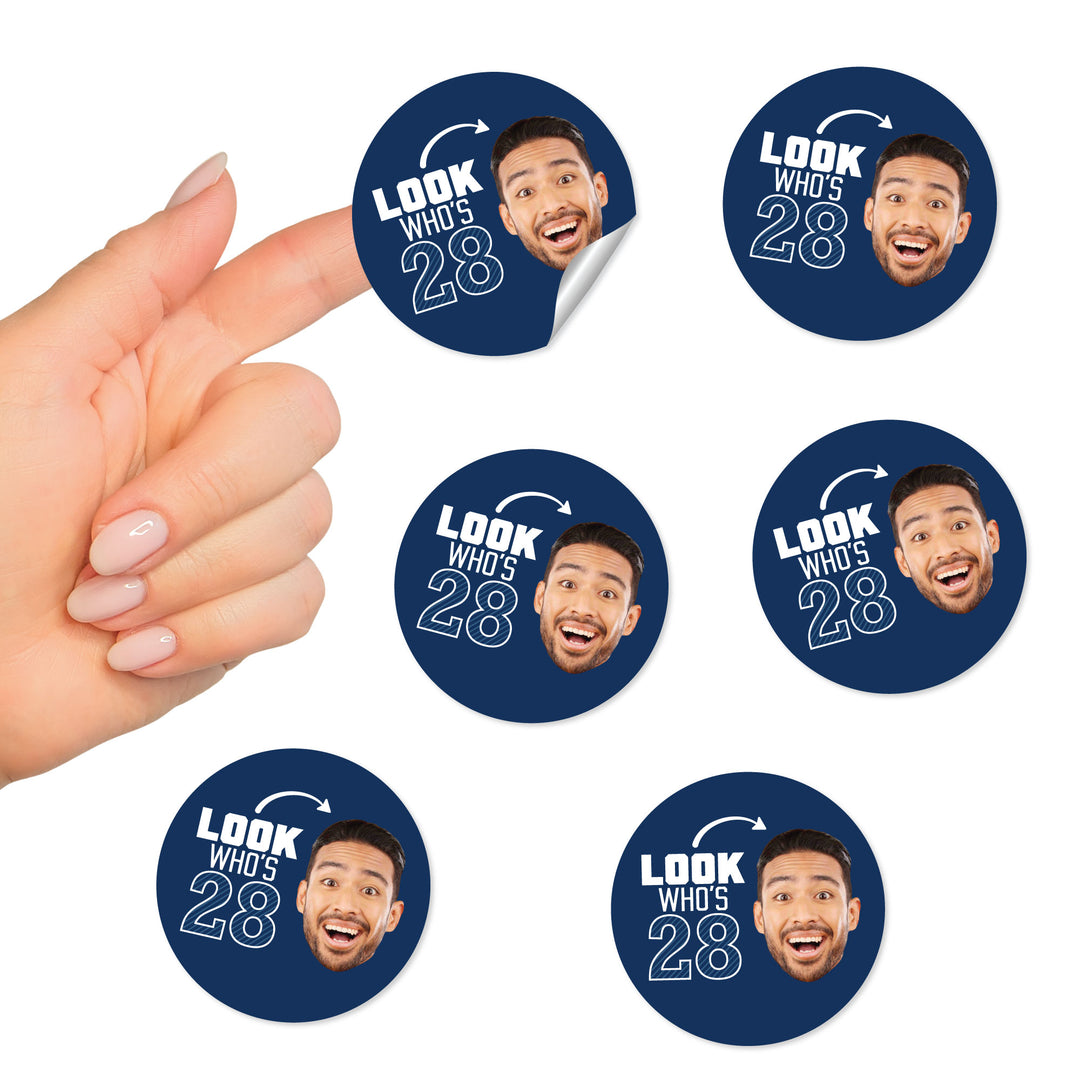 Custom Face Round Stickers - Look Who's Birthday - 24 Ct