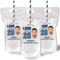 Custom Face Drink Pouches - Look Whos Birthday - 12 Ct