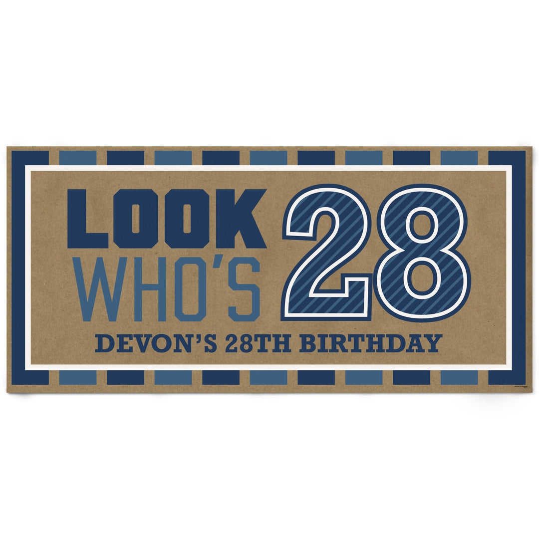 Custom Text Look Who's Birthday Kraft Banner