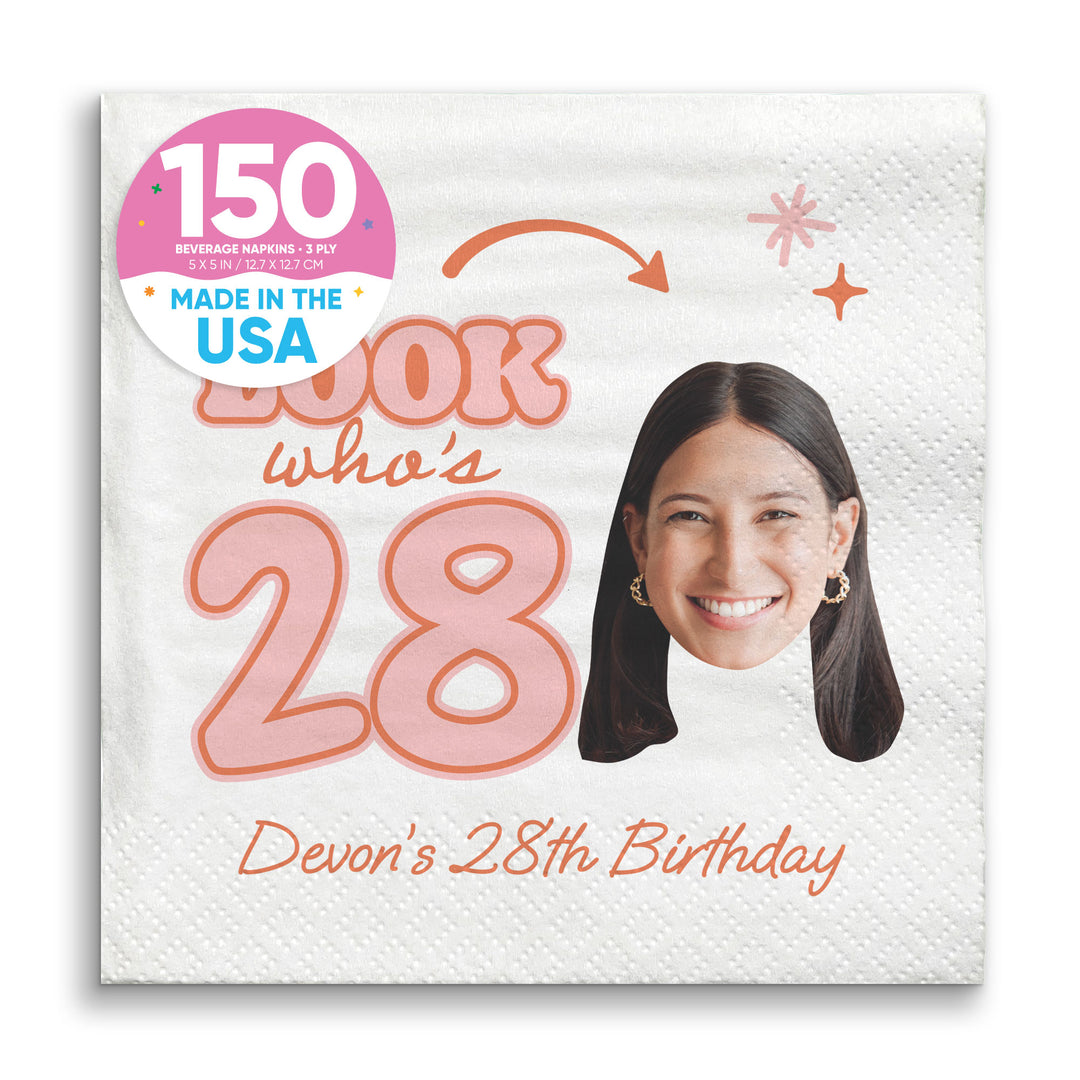 Custom Face Napkins - Look Who's Birthday