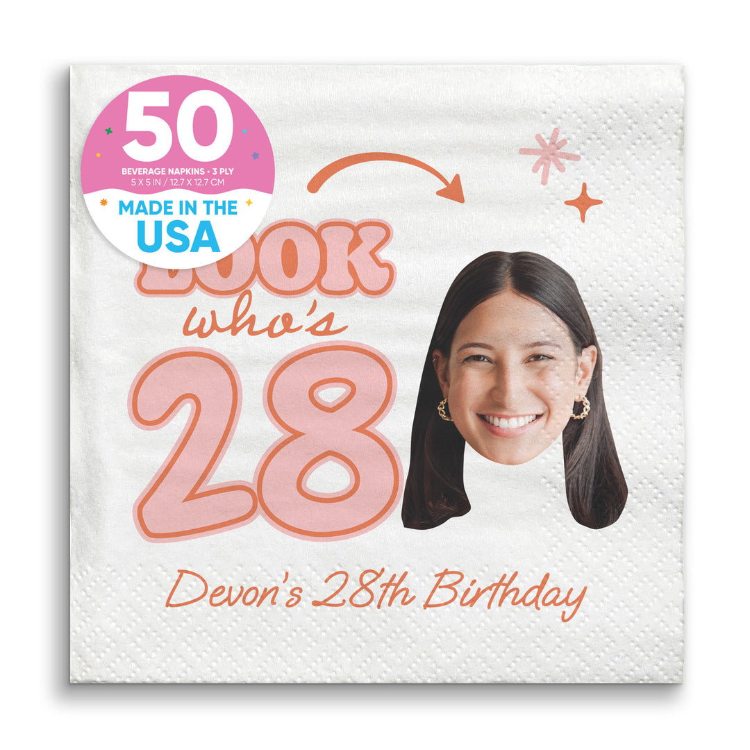 Custom Face Napkins - Look Who's Birthday